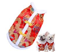 Cheongsam pour animaux de compagnie de la fête du printemps - Vêtements pour animaux de compagnie de la fête du printemps, robe de dragon d'hiver pour animaux de compagnie, robe de dragon brodée, vête