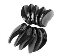 CHEOTIME 10 pièces Housses de Club de Golf, Housses de Club de Golf en néoprène en Cuir synthétique Ensemble de Couvre-tête de Luxe pour fers adaptés aux Principaux Clubs de Fer (Gris Noir)