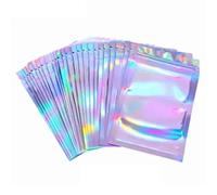 CHEOTIME 100 pièces sac cellophane hologramme auto-scellant, sac de verrouillage irisé 9X12cm pour biscuits bonbons