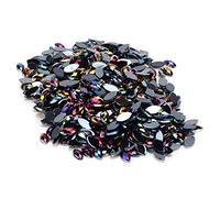 CheoTime 1000pcs strass de strabisme pour fabriquer des embellissements à plat pour élaboration de 3 x 6 mm de cheval pour les vêtements de bijoux de bricolage (09 Black AB)