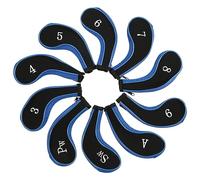 CheoTime 10pcs Golf Club Iron Head Covers Set, Néoprène Golf Head Cover Club Iron Putter Putter Protector Set Wear Proof Golf Club Covers Golfer Accessoire (Dark Blue)