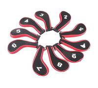 CheoTime 10pcs Golf Club Iron Head Covers Set, Néoprène Golf Head Cover Club Iron Putter Putter Protector Set Wear Proof Golf Club Covers Golfer Accessoire (Red)