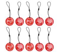 CHEOTIME 10pcs NFC Keychain, programmable NFC FOB NFC Key FOB NTAG213 Chip 35cm PVC Resin Carte Resin Compatible Tous Les téléphones Mobiles activés NFC Red