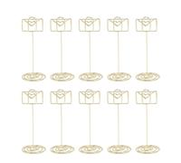 CHEOTIME 10PCS Table Number Holders, Envelope Shape Metal Place Card Holders with Strong Clips, Rose Gold Table Card Clips for Wedding Party (Gold)