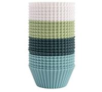 CHEOTIME 12/24 pièces moules à cupcakes en silicone, ensemble de supports de doublures de cupcakes à muffins pour la fête, moule à muffins réutilisable pour gâteaux, tasses de cuisson en (24 pièces)