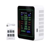 CheoTime 12 dans 1 Moniteur de qualité de l'air, détecteur de pollution intérieure en temps réel pour HCHO TVOC PM2.5 PM10 CO CO2, compteur portable avec affichage couleur (MT14 White 12-in-1)