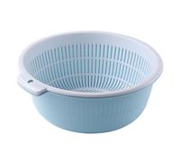 Chéotime 2 en 1 cuisine de cuisine Ensemble avec une passoire de bol, des fruits en plastique et un panier de lavage de légumes, un bassin de drainage à double couches pour les (Petit)