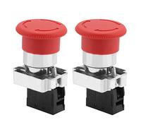 CHEOTIME 2 pièces bouton poussoir d'arrêt d'urgence, AC 660 V 22 mm bouton de commutation champignon rouge capuchon d'arrêt pour contrôle démarreur électromagnétique, contacteur