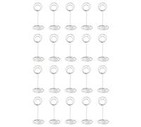 CHEOTIME 20 pièces porte-numéro de table, support de carte fil photo 85mm rond fer place porte-carte bureau photo mémo support pour fête de mariage bureau de remise des diplômes (Argent)