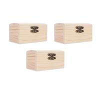 CheoTime 3pcs Boîte en bois inachevée, coffret au trésor en bois avec charnières et boucles petits conteneurs de rangement pour hobbies d'art