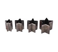 CHEOTIME 4Pcs Matrices de Découpe en Cuir, Moule de Coupe en Forme de Pentagramme en Acier Allié, Outil de Poinçon Creux, Moule de Bricolage en Cuir Portable avec Boîte de