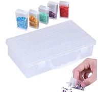 CHEOTIME 64 pots Kits de conteneurs de stockage de peinture à tarière indépendante, organisateur de perles portable, rangement de pastilles de peinture avec tarière, accessoires