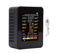 CHEOTIME Air Quality Monitor, 6in1 Indoor Air Quality Tester with 2.8 Color Screen Real time Detection for PM2.5/PM10/HCHO/TVOC/CO/CO2 Portable Air Pollution Detector for Home Offi (MT07CO Black)