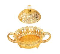 CHEOTIME Assiette de Fruits européenne 12,6 x 9,06 x 7,09 Pouces Plateau de collations de Table décoratif avec Couvercle Bol de Panier de Fruits créatif en Alliage de Zinc Bol de (Cercle)