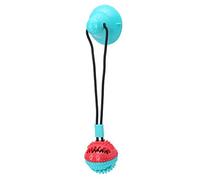 CHEOTIME Balle à Ventouse à mâcher pour Chien, Balle distributrice de Nourriture pour Petits et Moyens mâcheurs, Boule à Ventouse, Jeu de tir à la Corde, entraînement pour Chiot, (Rouge Bleu)