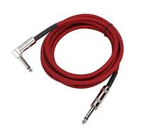 CHEOTIME Câble de guitare, 6,35 mm Rich Rich Copper 22AWG Câble d'instrument avec maille coton tissée inclinée vers le connecteur droit pour la guitare électrique, le mélangeur (6m)