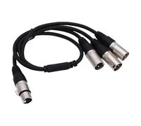 CHEOTIME Cable divisor XLR hembra a 3 macho combinador de micrófono Y divisor, cable XLR balanceado de 3 vías de 2 pies para micrófono mezclador, 3 pines 1 hembra a 3 macho