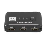 CHEOTIME Commutateur multimédia HD 3 en 1 Sortie, 8K 60 Hz 4K 120 Hz Sélecteur de Commutation HDMI Compact à 3 Ports avec câble HDMI de 80 cm pour Consoles de Jeux, Ordinateurs