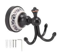 CHEOTIME Crochets à serviettes pour salle de bain, crochet mural à 3 broches, porte-serviettes rétro en laiton antique, crochet robuste à visser pour peignoir, cuisine, chambre à