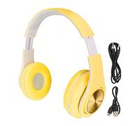 CHEOTIME Écouteurs Supra-Auriculaires sans Fil avec lumière colorée, Haut-Parleur 40 mm, Casque léger Pliable 5.0, Grandes Coques d'oreille, Casque Bluetooth (Jaune)
