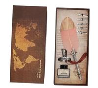 CHEOTIME Ensemble de stylos à plume antique, ensemble de calligraphie avec boîte cadeau, support de sculpture, cadeau d'écriture élégant pour débutants, écrivain, anniversaire, (Poudre sale à tête