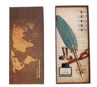 CHEOTIME Ensemble de stylos à plume antique, ensemble de calligraphie avec boîte cadeau, support de sculpture, cadeau d'écriture élégant pour débutants, écrivain, anniversaire, (SP172043 vert foncé