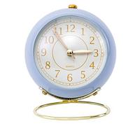 CHEOTIME European Style Metal Clock, Ingenious Mute Round Children Electronic Quartz Alarm Clock for Living Room Bedroom, White Silent Non Ticking Wall Or Desk (Purple)