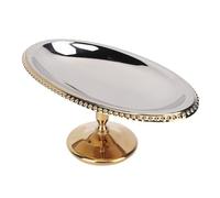CHEOTIME Footed Cake Stand 304 Stainless Steel Round Vintage Style Cake Plate 6.7in Serving Platter for Cupcakes Cookies Dessert Display Stand for Parties Weddings and Gift, Golden