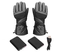 CHEOTIME Gants Chauffants de la, 5V 5000mAh Gants chauffés Rechargeables pour Hommes pour Hommes, réchauffeurs électriques avec écran Tactile de Vent étanche pour la pêche au