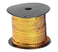 CHEOTIME Garniture à paillettes de 91,4 m, 6 mm, ruban de garniture à paillettes plates, bobine de fil à paillettes, accessoires de costume en résine plastique pour la couture, (or laser)