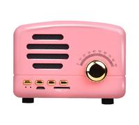 CHEOTIME Haut-Parleur Bluetooth rétro, Carte Multifonction enfichable, Haut-Parleur sans Fil Vintage, Basses puissantes, Portable pour l'extérieur, la Maison, Les Voyages, Les fêtes de (Rosa)