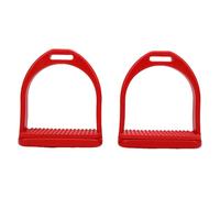 CHEOTIME Horse Riding Stirrups, Red Color Plastic Safety Stirrup with Non Slip Rubber Tread Horse Riding Safety Stirrups for Training Practice Knee Ankle Stress Pain Relief (L(13x7x2,6 cm/5,1x2,8x1