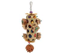 CHEOTIME Jouets à mâcher pour Oiseaux, Jouets de Recherche de Nourriture pour perroquets, Panier en Bambou tissé, Jouet de Cage Suspendu Anti-Morsure avec Pomme de pin pour Conure,