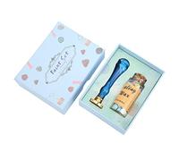 CHEOTIME Kit de coffret cadeau de tampons de cire, 1 pièce de têtes de tampons de cire à cacheter avec poignée en résine, ensemble de tampons de cire pour enveloppes, cartes (Bleue)