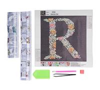 CHEOTIME Kit de peinture à strass 5D, lettre R, ensemble d'artisanat sur toile avec strass en résine, ensemble de peinture à faire soi-même, art mural décoratif pour salon,