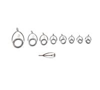 CHEOTIME Kit de réparation de Pointe de Canne à pêche en métal, 9 pièces, Yeux en céramique, Anneaux de Remplacement pour Cannes à Eau Douce et d'eau salée, Guide d'anneau en