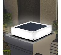 CHEOTIME Lampadaire solaire, pilier extérieur à énergie solaire, haute luminosité, étanche, lampe à capuchon de colonne de clôture pour cour extérieure, jardin, trois températures