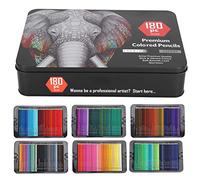 CHEOTIME Lot de 180 crayons de couleur pour livres de coloriage pour adultes, crayons de couleur avec noyau souple, boîte en fer à base d'huile, fournitures artistiques idéales,