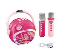 CHEOTIME Machine de karaoké, Ensemble de Microphones sans Fil Rose Portable avec Haut-Parleur et Conception Rechargeable en Haut-Parleur karaoké pour Le Chant extérieur de la fête (Rose)