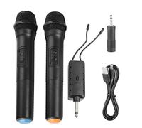 CHEOTIME Microphone sans Fil, Rechargeable à fréquence Fixe, Double récepteur de Microphone sans Fil, portée de 164 Pieds, Microphone Dynamique pour Chanter, karaoké, DJ, fête,