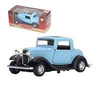 CHEOTIME Modèle de Voiture Vintage Classique 1:32, véhicules de Simulation Antiques en Alliage, Jouet avec Portes ouvrantes à Action de Retrait, modèle de Voitures rétro Vintage de (Bleue)
