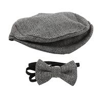 CHEOTIME Newborn Vintage Newsboy Cap, coton plat Cap Noeud papillon pour bébé garçons et filles 0-1 mois pour bébé Photo Props Photographie Ensemble de tenue pour occasions (Gentleman's Baseball Cap