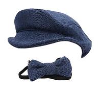 CHEOTIME Newborn Vintage Newsboy Cap, coton plat Cap Noeud papillon pour bébé garçons et filles 0-1 mois pour bébé Photo Props Photographie Ensemble de tenue pour occasions (Gentleman's Baseball Cap