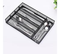 CHEOTIME Organisateur de tiroir de cuisine, plateau à couverts utilitaire en fil de maille antidérapant, séparateur de rangement pour couverts en argenterie avec pieds en mousse an