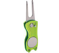 CHEOTIME Outil de réparation de Divot de Golf, Outil Pliable en métal Vert avec marqueur de Balle d'alignement magnétique, Fourche Pop-up, marqueur de Poche à Dents, Lame de (Lime Green)