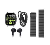CHEOTIME Smart Watch avec écouteurs, Montre de Remise en Forme à écran HD de 2,01 Pouces, 2 en 1 Bluetooth Earbuds Smart Watch pour iOS/Android, Sport Fitness Tracker Watch (Acier Noir)