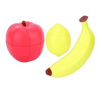 CHEOTIME Speed Cube Set, Pack de 3 Cubes de Simulation 3D Fruit Cube Ensemble de Cube Magique Citron Banane Bundle Jouets Éducatifs pour Enfants Puzzle Cube Casse-tête Jouets