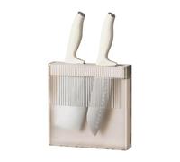 CHEOTIME Support à couteaux mural, bloc à couteaux amovible avec perceuse, support de rangement couleur café pour plan de travail, gain de place, en ABS. (Coffee Color)