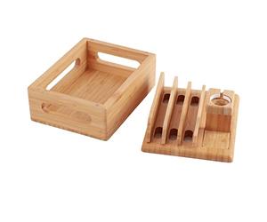 CHEOTIME Support Organisateur d'appareil avec Station de Charge Support de Tablette pour téléphone Montre boîte de Rangement de Bureau Organisateur de Bureau