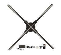 CHEOTIME Ventilateur d'hologramme 3D, 2000 x 720 720 LED 4 Feuilles Plug and Play réglable WiFi HD LED Affichage publicitaire holographique pour Entreprise, Bar, Halloween 100-240